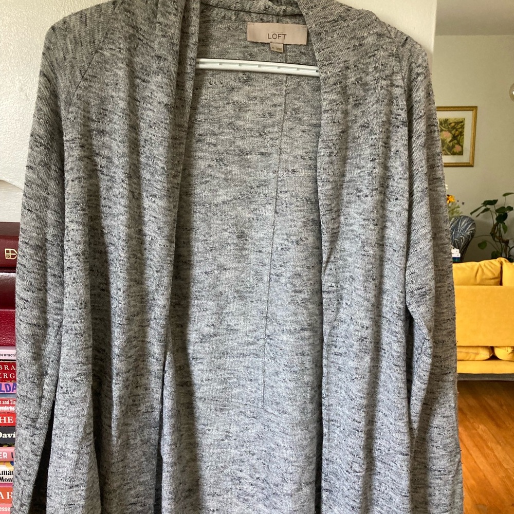 LOFT Heather Gray Cardigan Sweater